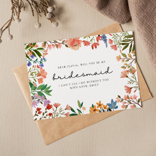 Boho Garden of Wildflower Bridesmaid Proposal Card