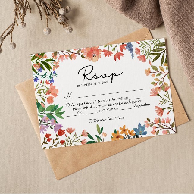 Boho Garden of Wildflower Wedding RSVP Card (Creator Uploaded)