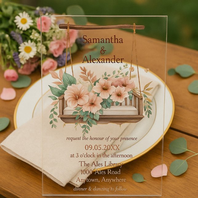 Boho Garden Romance Wedding Acrylic Invitations (Creator Uploaded)