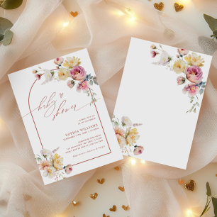 Boho Garden Rose Flowers Baby Shower Invitation