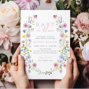 Boho Garden Wildflower Baby In Bloom Baby Shower Invitation