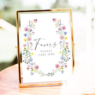 Boho Garden Wildflower Wedding Favours Sign