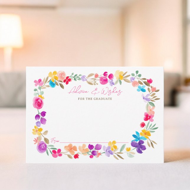 Boho garden wildflowers Advice wishes graduation Enclosure Card (Boho garden wildflowers Advice wishes graduation Enclosure Card)