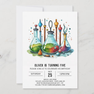 Boho Gear Discovery Scientist Birthday Invitation