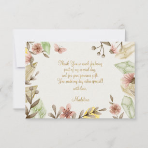 Boho Gems Vintage Crystal watercolor teen birthday Thank You Card