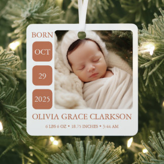 Boho Gender Neutral Baby Birth Stats Ornament