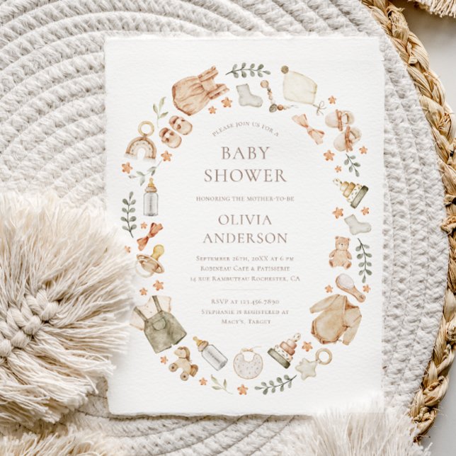 Boho Gender Neutral Baby Clothes Baby Shower  Invitation (Creator Uploaded)