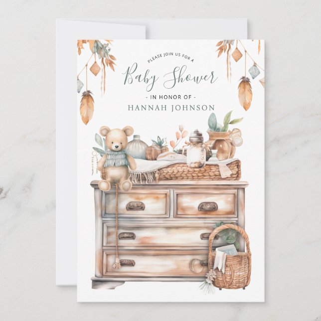 Boho Gender Neutral Baby Nursery Shower Invitation (Front)