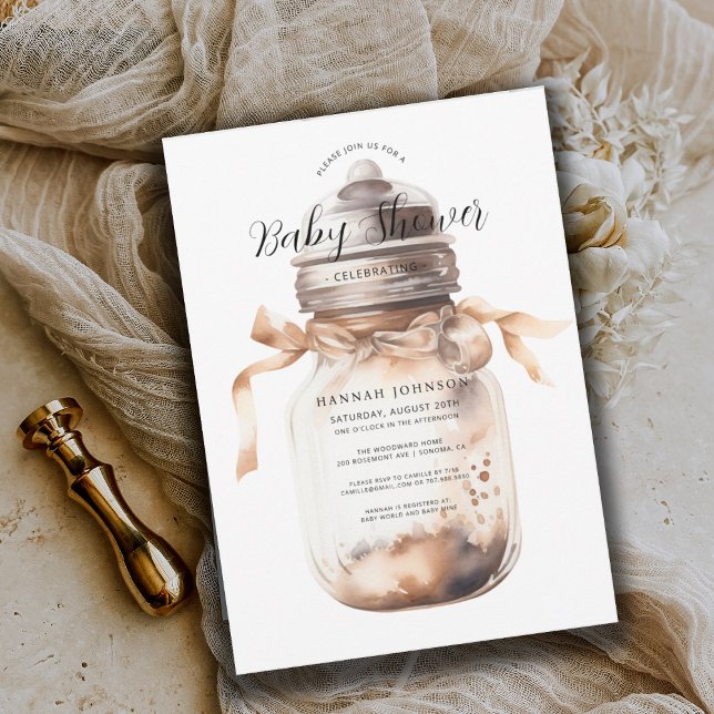 Boho Gender Neutral Baby Shower | Baby Bottle Invitation (Creator Uploaded)