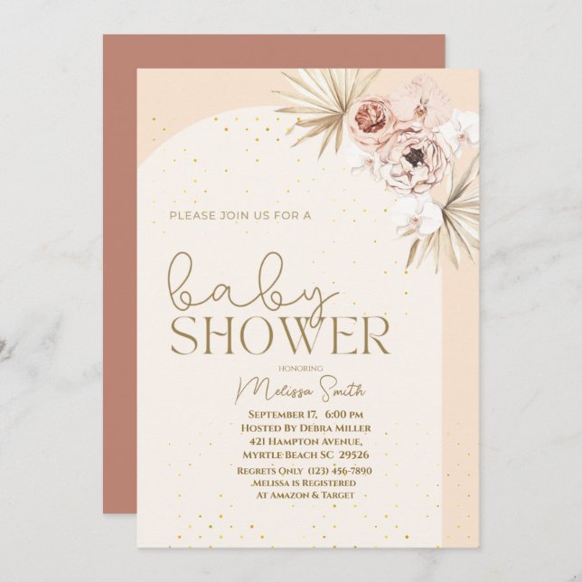 Boho Gender Neutral Baby Shower Invitation (Front/Back)