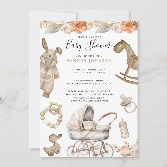 Boho Gender Neutral Baby Shower Invitation (Front)