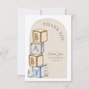 Boho Gender Neutral Blocks And Toys Baby Shower Thank You Card