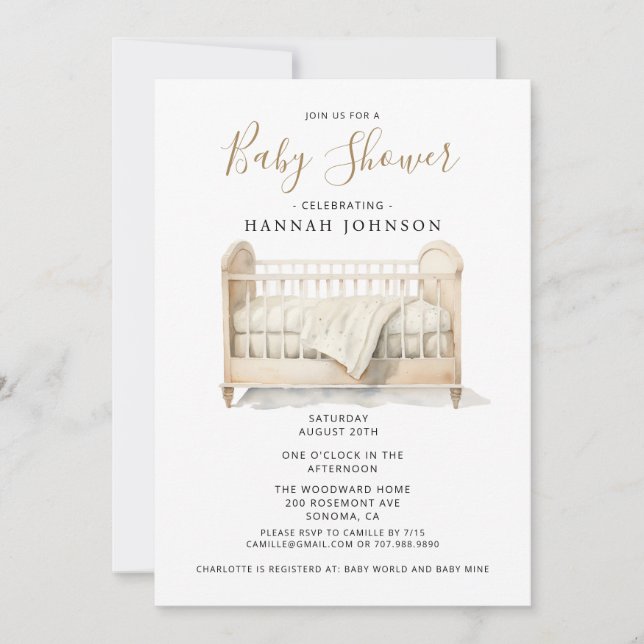 Boho Gender Neutral Nursery Crib Baby Shower Invitation (Front)