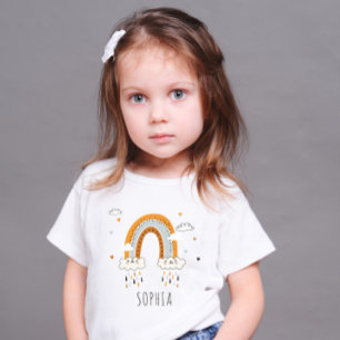 Boho Gender Neutral Rainbow Personalised Baby T-Shirt