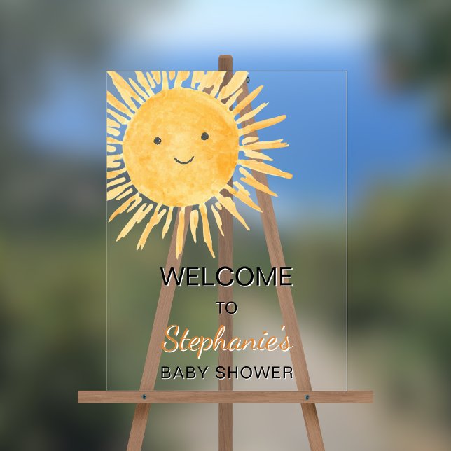 Boho Gender-Neutral Sun Baby Shower Welcome Acrylic Sign (Creator Uploaded)