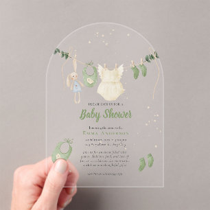 Boho Gender Neutral Vintage Baby Rustic Shower Acrylic Invitations