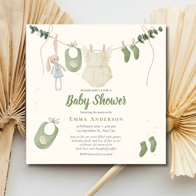 Boho Gender Neutral Vintage Baby Rustic Shower Invitation (Creator Uploaded)