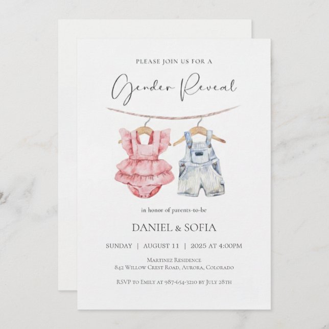 Boho Gender Reveal Invitation Neutral Baby (Front/Back)