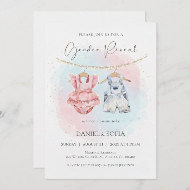 Boho Gender Reveal Invitation Neutral Baby (Front/Back)