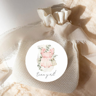 Boho Gender Reveal Team Girl Baby Shower Classic Round Sticker