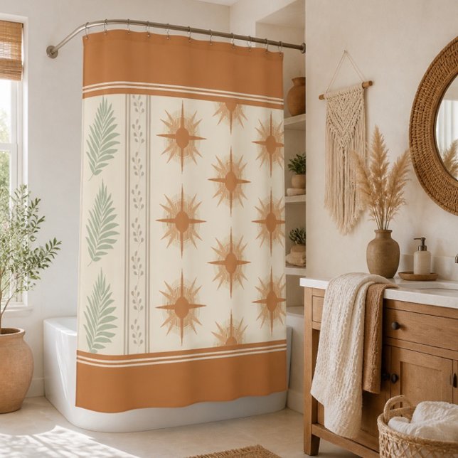 Boho Geo Botanical Shower Curtain (Creator Uploaded)