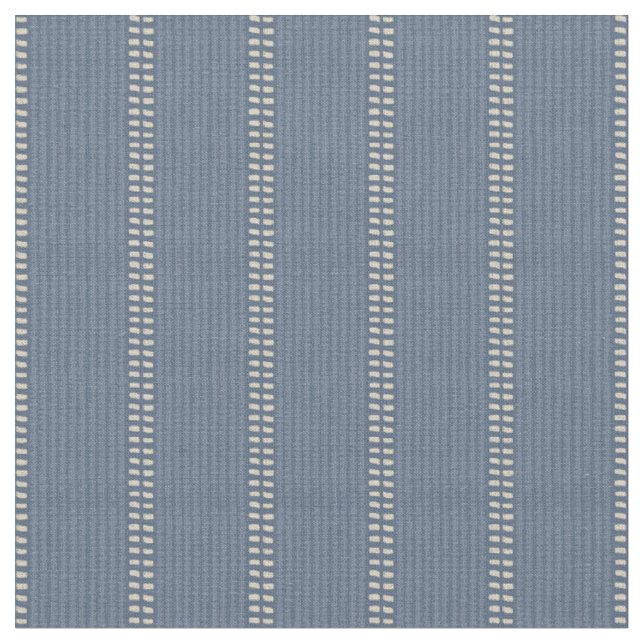 Boho geo simple lines beige denim blue rustic fabric (Close Up)