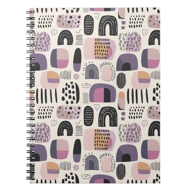 Boho Geometric Abstract Pattern Notebook (Front)