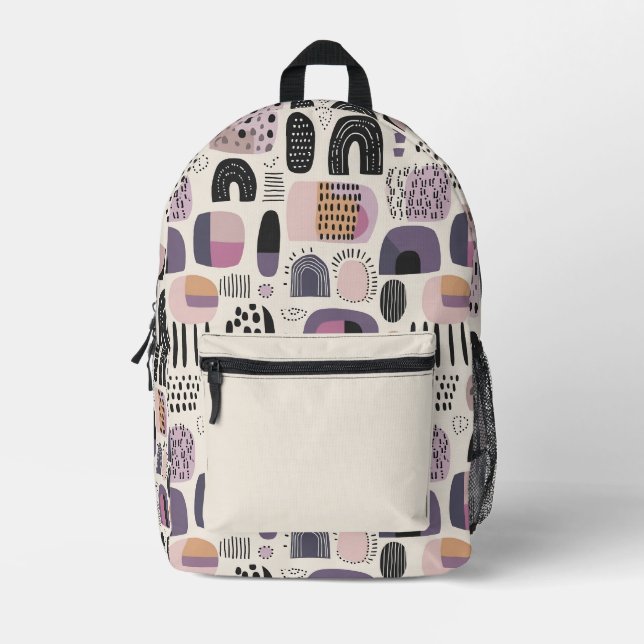 Boho Geometric Abstract Pattern Printed Backpack (Front)
