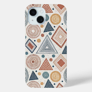 Boho Geometric Abstract Shapes Terracotta Pattern iPhone 15 Case