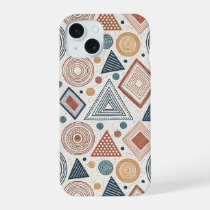 Boho Geometric Abstract Shapes Terracotta Pattern iPhone 15 Case