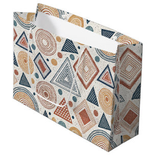Boho Geometric Abstract Shapes Terracotta Pattern Large Gift Bag