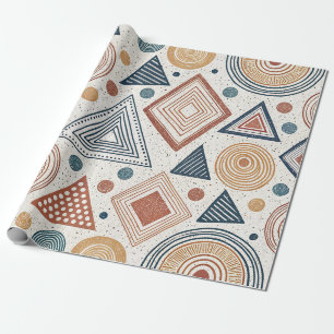 Boho Geometric Abstract Shapes Terracotta Pattern Wrapping Paper
