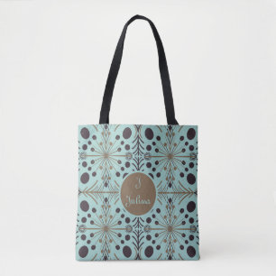Boho Geometric Arrow Turquoise Personalised Tote Bag