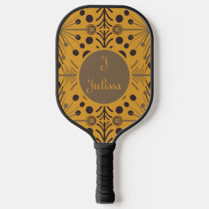 Boho Geometric Arrow Yellow Personalised Pickleball Paddle