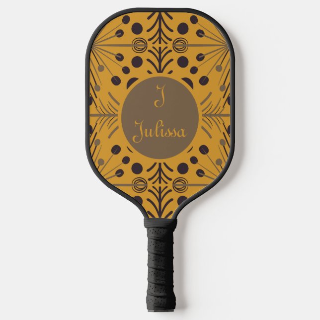 Boho Geometric Arrow Yellow Personalised Pickleball Paddle (Front)
