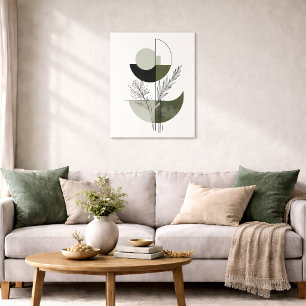 Boho Geometric Botanical Green Elegant Poster