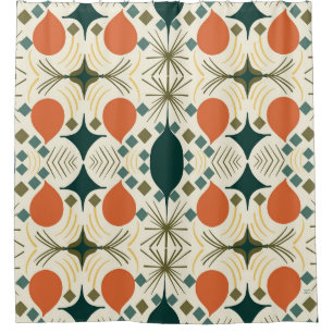 Boho Geometric Colorful Diamond Pattern Shower Curtain