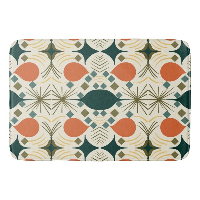 Boho Geometric Colourful Diamond Pattern Bath Mat (Front)