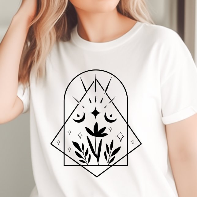 Boho Geometric Crescent Moon Botanical Tri-Blend Shirt (Creator Uploaded)