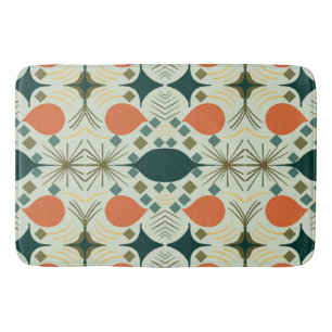 Boho Geometric Diamond Mint Pattern Bath Mat