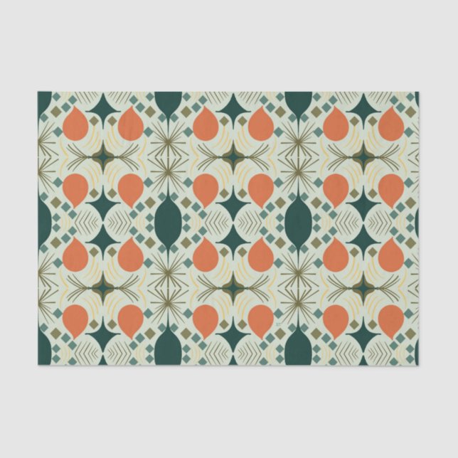 Boho Geometric Diamond Mint Pattern Tissue Paper (Front)
