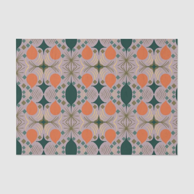 Boho Geometric Diamond Purple Pattern Tissue Paper (Front)