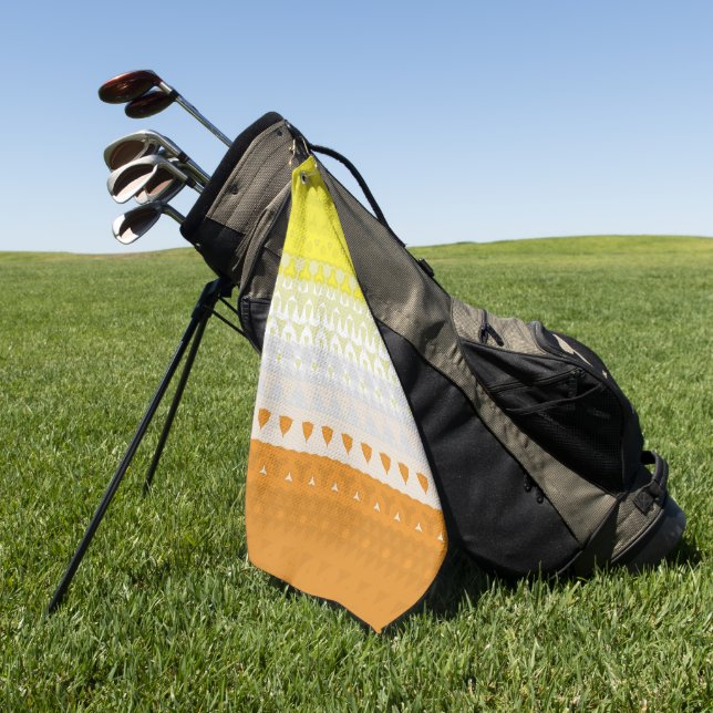Boho Geometric Funky Abstract Maverique Pride Flag Golf Towel (Green)