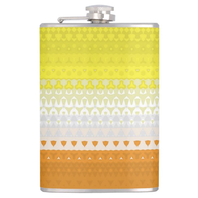 Boho Geometric Funky Abstract Maverique Pride Flag Hip Flask (Front)