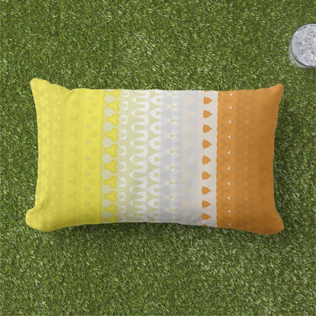 Boho Geometric Funky Abstract Maverique Pride Flag Lumbar Cushion (Grass)
