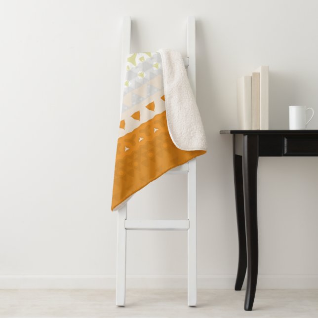 Boho Geometric Funky Abstract Maverique Pride Flag Sherpa Blanket (In Situ)