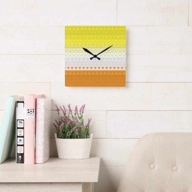 Boho Geometric Funky Abstract Maverique Pride Flag Square Wall Clock (Reading Room)