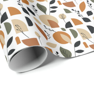 Boho Geometric Leaf Seamless Pattern Wrapping Paper