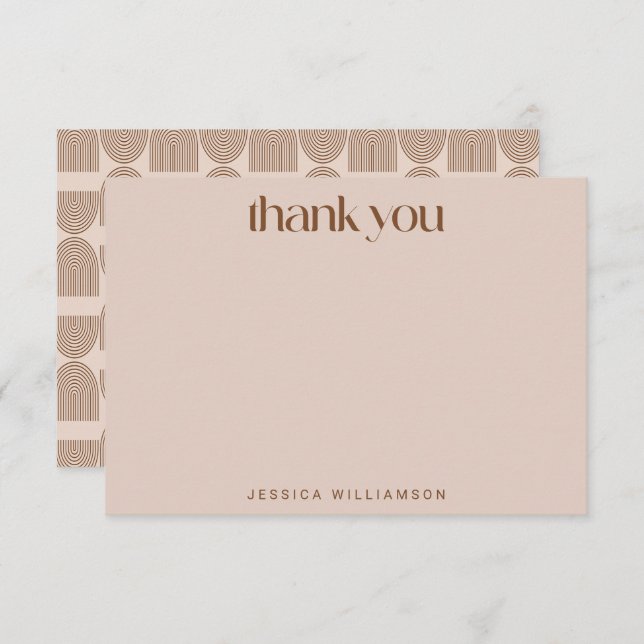 Boho Geometric Lines Terracotta Custom Shower Thank You Card (Front/Back)