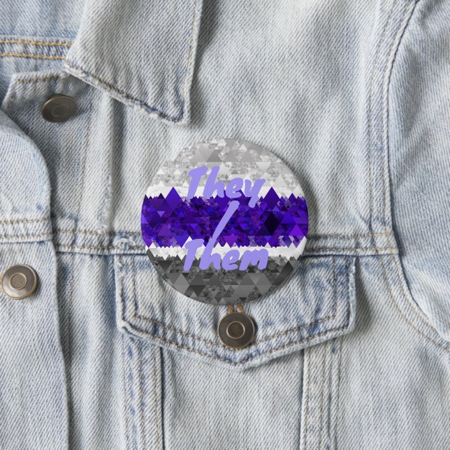 Boho Geometric Mod Retro Greygender Pride Flag 7.5 Cm Round Badge (In Situ)